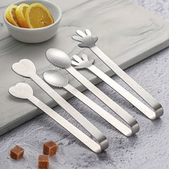 Stainless Steel Palm Leaf Heart Shaped Ice Tong Bar Coffee Milk Tea Sugar Clip