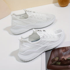 Women's Breathable Woven Sneakers Casual Lace Up Outdoor Shoes