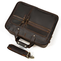 Men's Leather Briefcase Large Business Bag Dark Brown