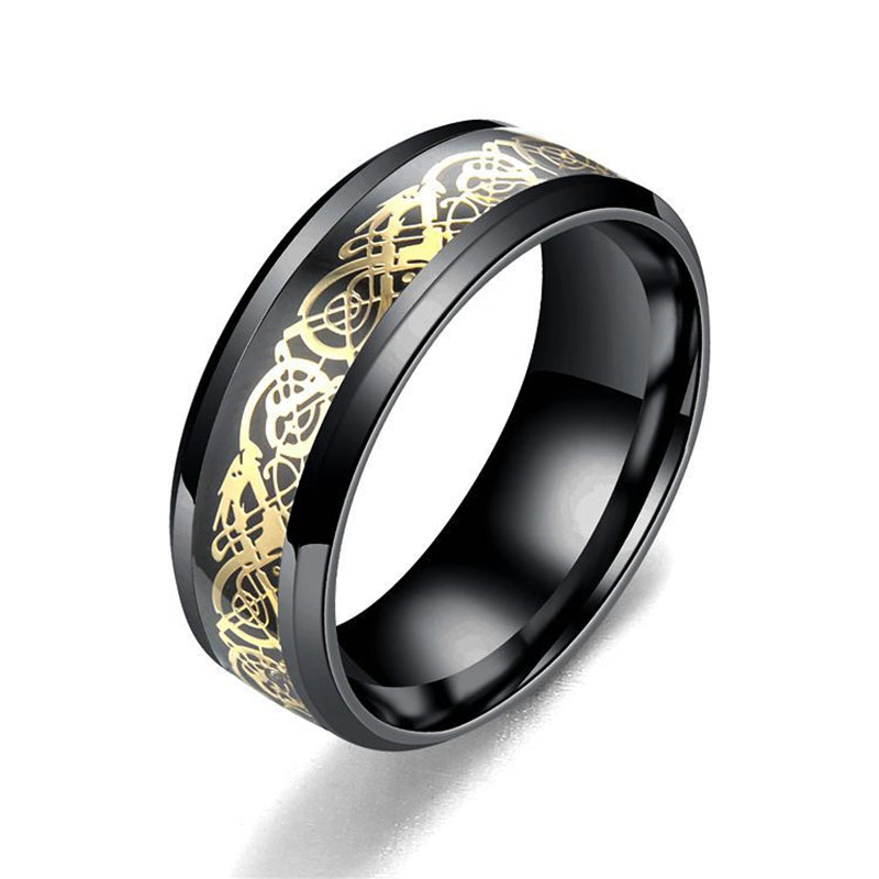 Dragon Pattern Titanium Steel Rings for Couples