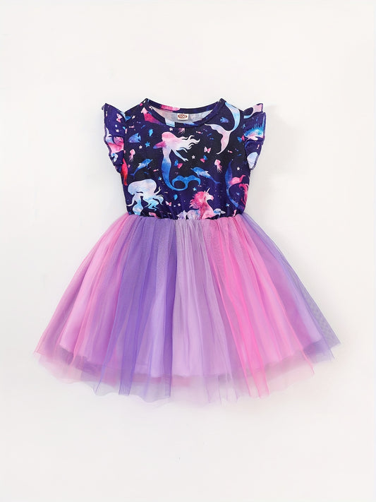 Toddler Girls Mermaid & Unicorn Graphic Tutu Dress