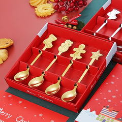 4pcs Gingerbread Man Christmas Tableware Spoon Creative Coffee Spoon