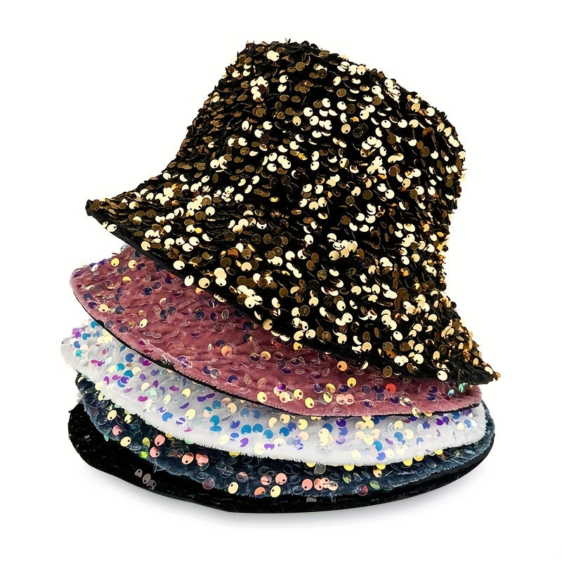 Y2K Laser Sequins Bucket Hat Hip Hop Sparkly Basin Hat