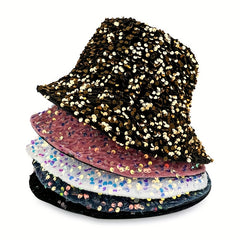 Y2K Laser Sequins Bucket Hat Hip Hop Sparkly Basin Hat