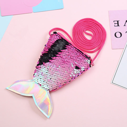 Sequin Mermaid Tail Shoulder Bag Messenger Coin Purse Wallet Crossbody