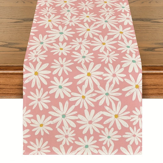 Pink Daisy Flowers Spring Table Runner 33x182 cm