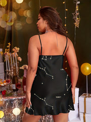  Star Print Round Neck Zodiac Cami Nightshirt