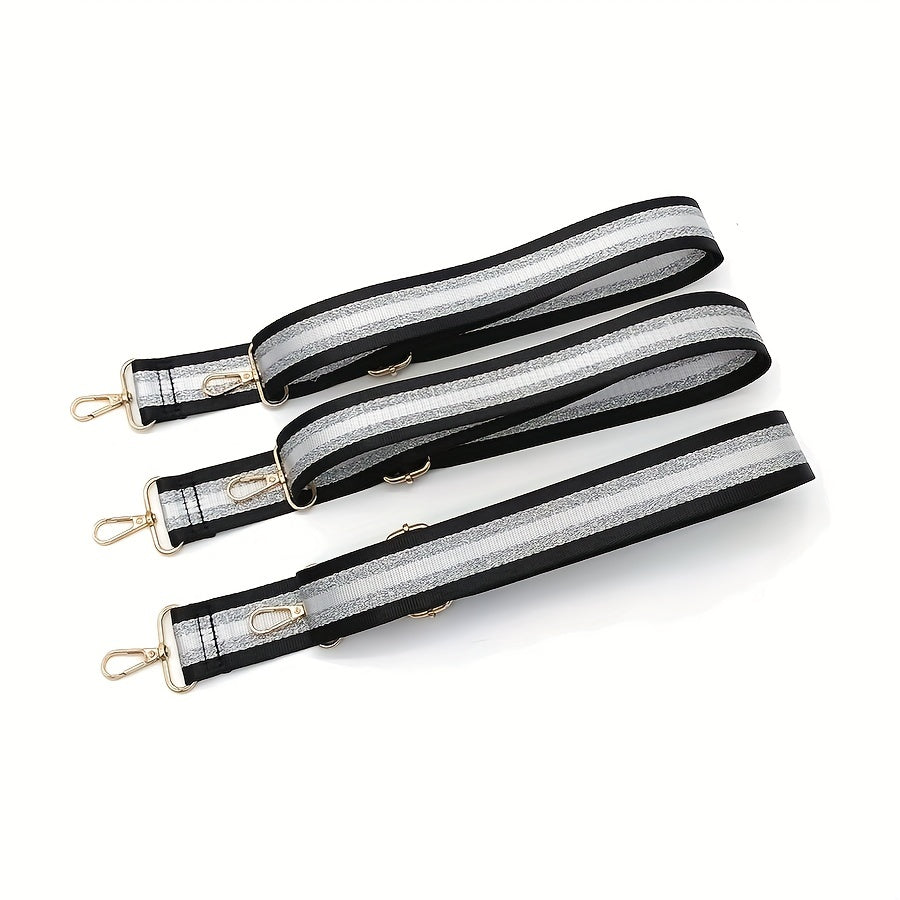 Adjustable Shoulder Bag Strap with Silver Stripe Durable Bag Travel Accessories