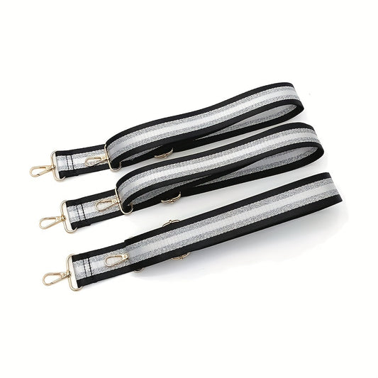 Adjustable Shoulder Bag Strap with Silver Stripe Durable Bag Travel Accessories