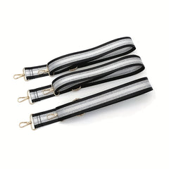 Adjustable Shoulder Bag Strap with Silver Stripe Durable Bag Travel Accessories