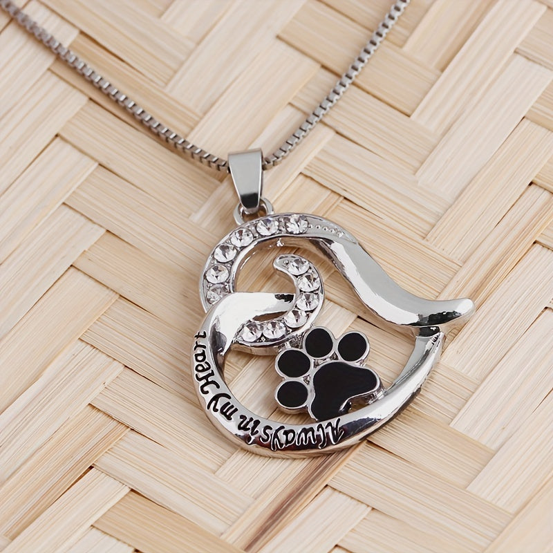 Heart Shaped Paw Pendant Necklace - Ideal Gift for Women