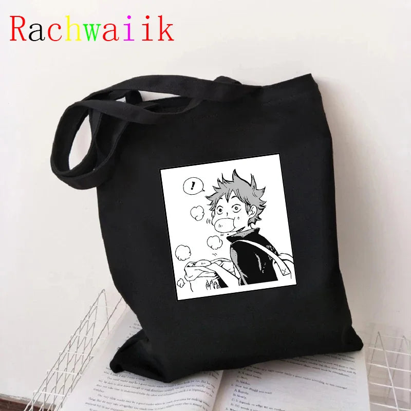 90s Haikyuu Graphic Tote Harajuku Shopper Bag Canvas Shoulder Eco Large