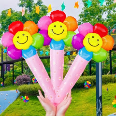 10pcs Multicolor Sun Flower Daisy Handheld Stick for Children Party