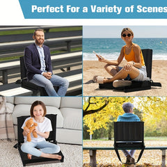 Portable Stadium Seat With Back Support & Wide Cushion