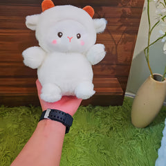 JIAJCHUF Plush Sheep Stuffed Animal Soft Fluffy Beige Lamb Brown Ears