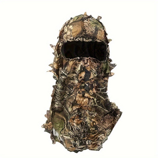 Camouflage Leafy 3D Face Mask Hood for Camping Fishing