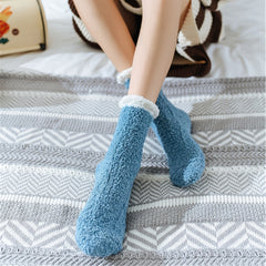 6 7 Pairs Plush Floor Socks Comfy & Soft Mid Tube Socks Women's Stockings