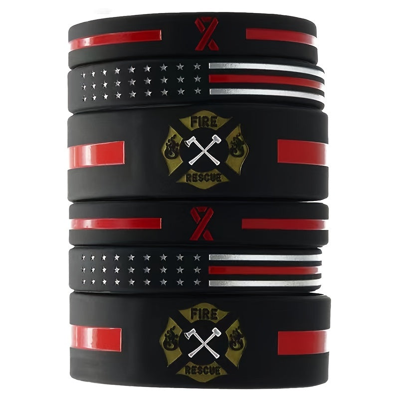 Firefighters Fireman Fire Guard Rubber Bracelet Stretchy Silicone Wristband