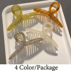 4pcs Transparent Hair Grab Clip Large Solid Hairpin Strong Hold