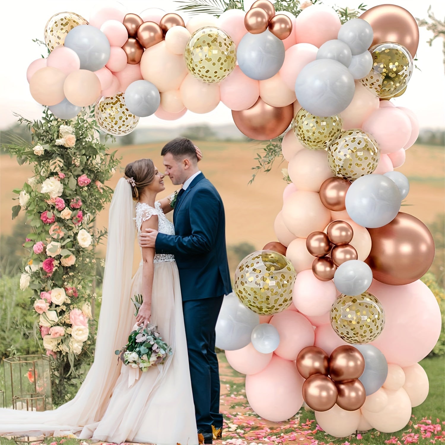 Beige Pink Party Balloons Set 120pcs