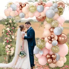 Beige Pink Party Balloons Set 120pcs