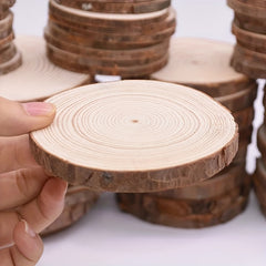 3 Thick Pine Wood Slices Circles With Tree Bark Log Discs DIY Crafts