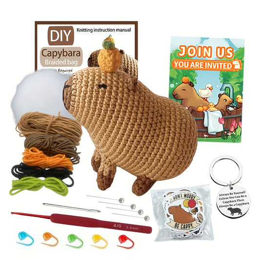 Capybara Crochet Kit for Adults - Christmas Gift, Beginner Craft Set