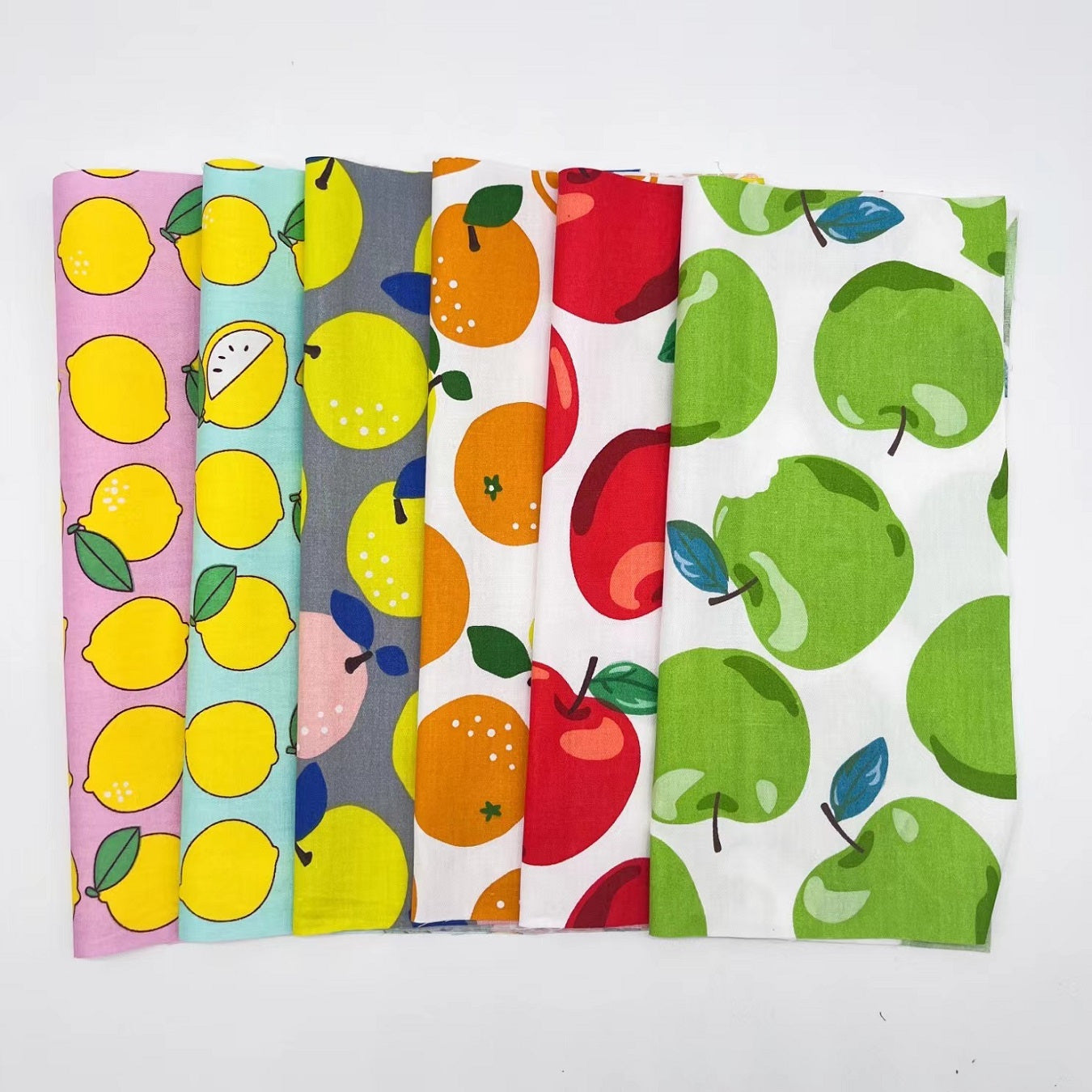 6pcs Fruit Series Small Square Cloth Sewing Patchwork Orange Lemon Pattern