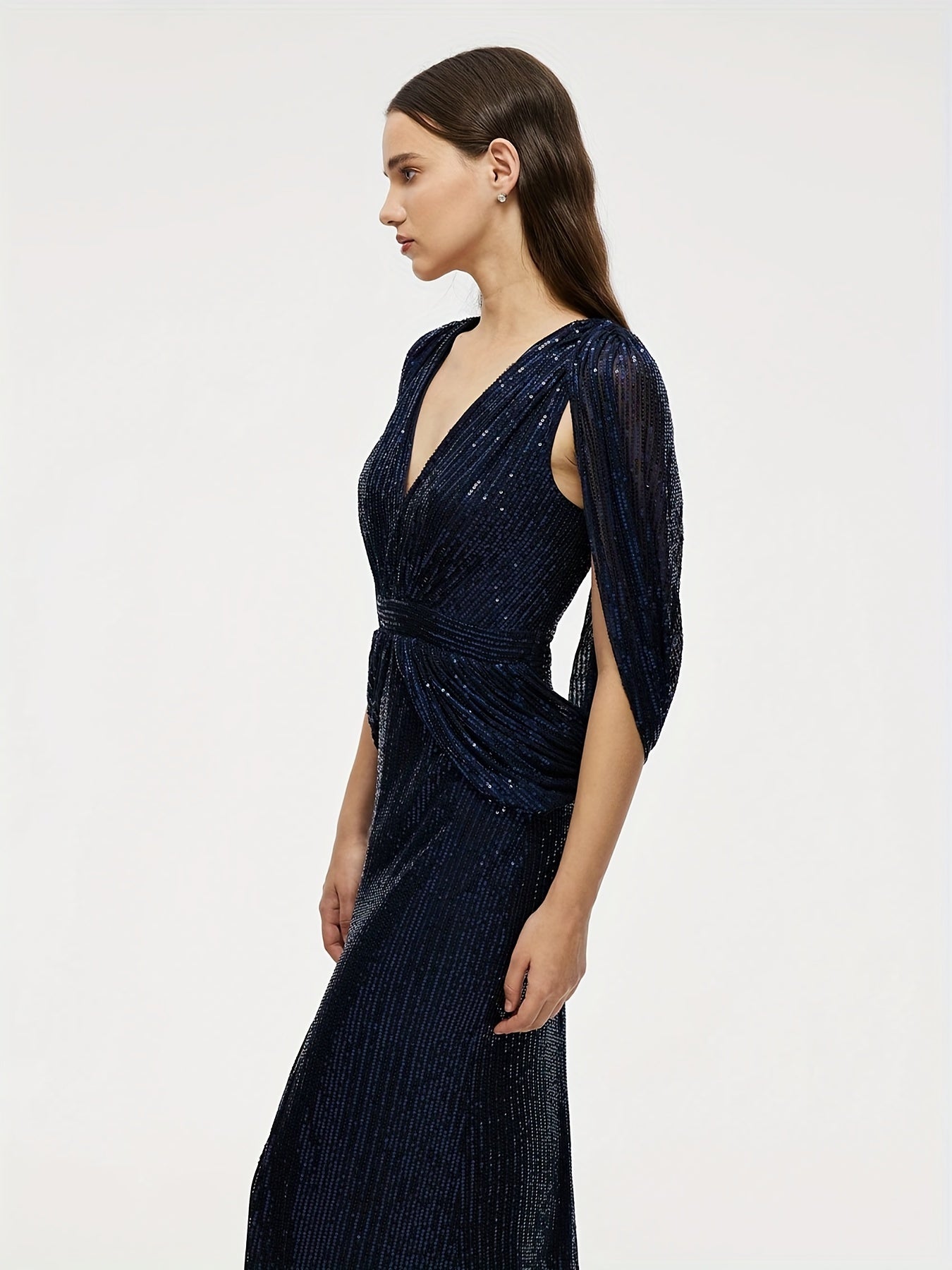 V neck Sequined Dress For Wedding Party