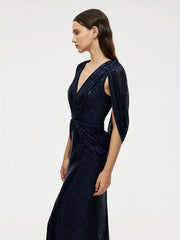 V neck Sequined Dress For Wedding Party