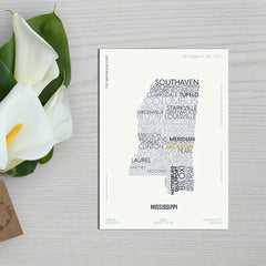 Mississippi State Letter Maps Stickers Modern Typography Art Series