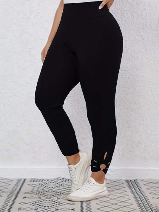 Sporty Plus Size Cut Out Tummy Control Yoga Leggings