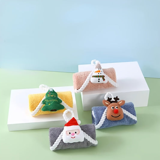 Christmas Cartoon Pattern Fingertip Towel 4pcs