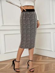 Plaid Print Midi Skirts High Waist Work Office Skirts Women's Clothing