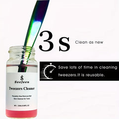 Jeen Eyelash Extension Tweezers Set with Cleaning Tool & Liquid Remover