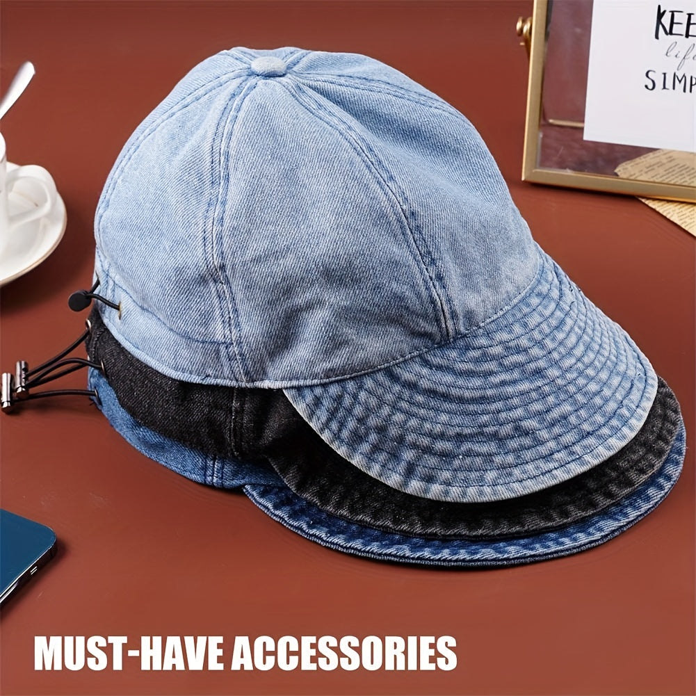 Adjustable Denim Sun Hat UV Protection Bucket Hats for Women