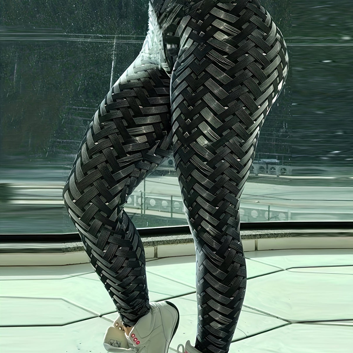  Random Print High Rise Skinny Pants