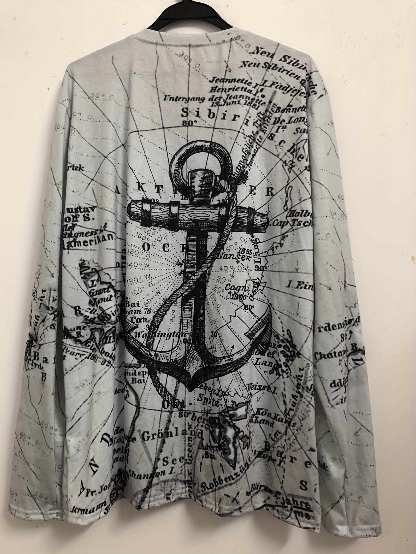 Anchor Print Men's Graphic Sweatshirt Autumn Winter