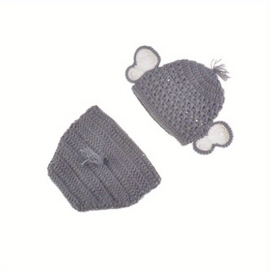 Newborn Baby Elephant Knit Crochet Hat Shorts Set Costume Photography Prop