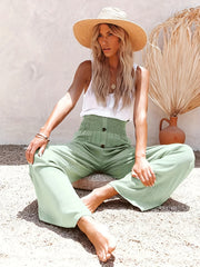 Smocked Waist Wide Leg Pants Casual Pants For Summer