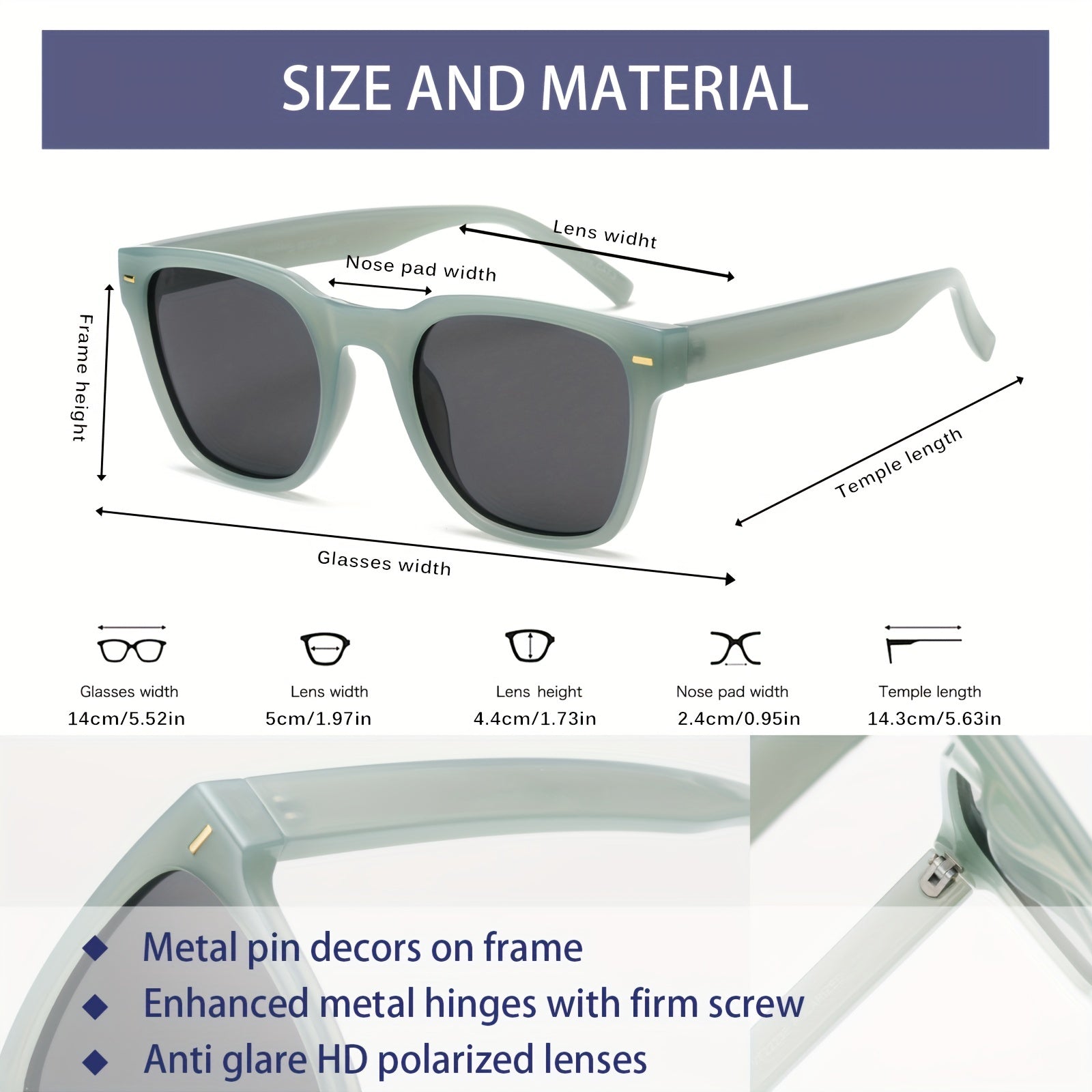 OUWEN Small Square Polarized Sunglasses Retro Sun Glasses UV400