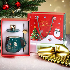 400ml Santa Claus Ceramic Cup with Lid & Spoon - Cartoon Coffee Cup