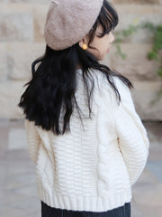 Girls Solid Button Front Knitwear Outerwear Winter Christmas Gift