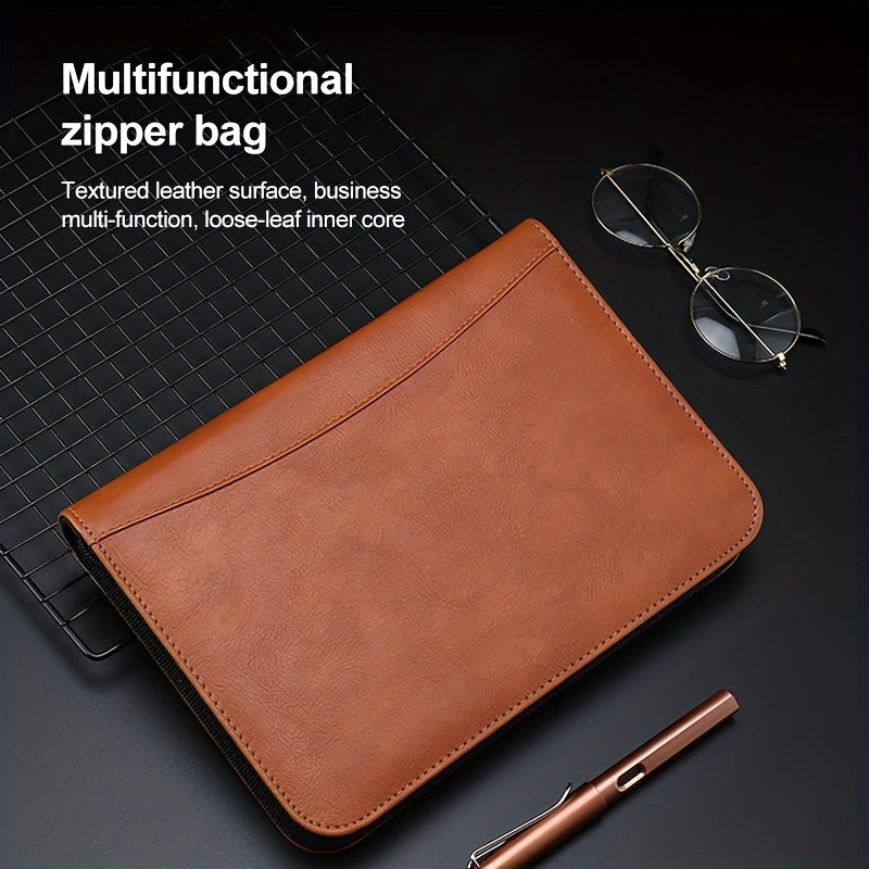 A5 PU Leather Notebook with Card Slot and Zipper Bag