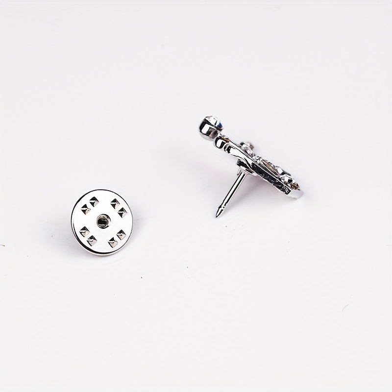 Men's Crown Collar Pin Crystal Collar Clip