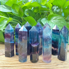 4 Inch Rainbow Crystal Tower Healing Point Wand Obelisk Specimen