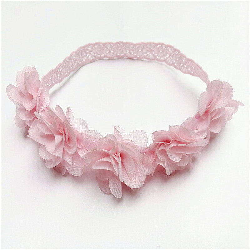 Pink Ribbon Flower Headband for Baby Photography
