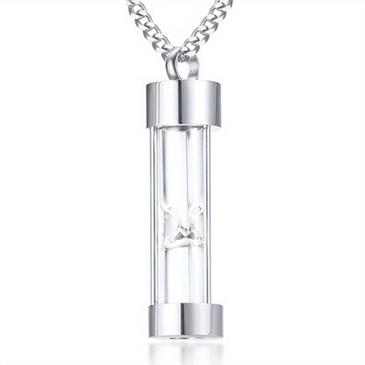 Stainless Steel Hourglass Cremation Necklace for Ashes