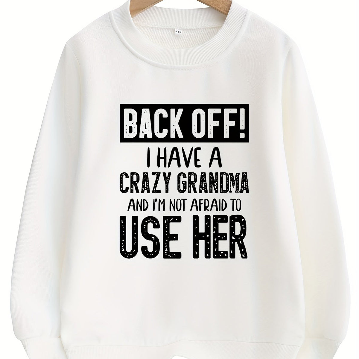 Girls Crazy Grandma Letter Graphic Crew Neck Sweatshirt Top