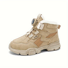 Warm Plus Fleece Boots with Rotating Button for Boys
